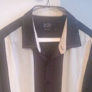 Men's Black and Cream Shirt